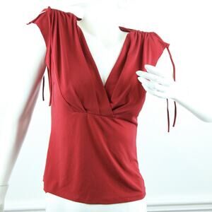 Vintage Y2K Babydoll Top Size Large Red Shoulder Ties Grunge Goth 90s